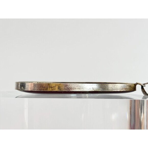 Kaleidescope Burgundy Jasper Teardrop Shaped Sterling Silver Vintage Pendant - Picture 7 of 11